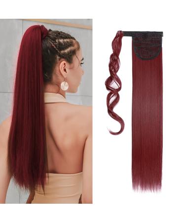 Pference Extensions Ponytail Clip in extensions such as real hair braid art hair hair extension hair part 58cm smooth chestnut brown mix dark red