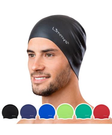 Limmys women and men bath cap - 100% silicone bathing cap - high quality - stretchy and comfortable swimming caps - available in different attractive colors unit size Schwartz H
