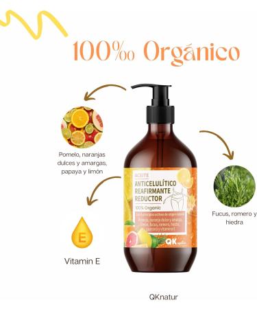 QKnatur - Firming and Reducing Anti-Cellulite Oil (250 ml). With 9 Active Ingredients of Natural Origin for the Maderotherapy Anti-Cellulite Massage - Buy Online on GoSupps.com