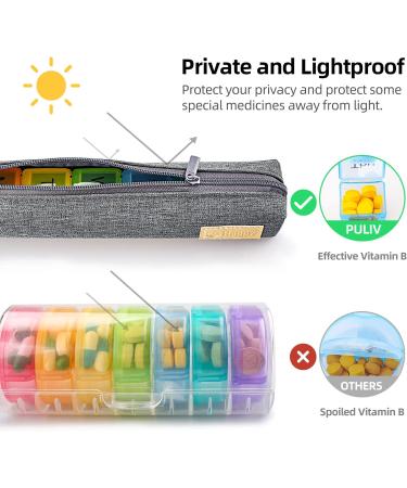 Small Daily Pill Box 7 Day Organizer with Canvas Bag - Grey | Storing Vitamins & Medicine - Buy Online on GoSupps.com