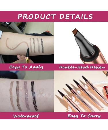 Black Micro-Fork Eyebrow Pencil - Waterproof & Long-Lasting Brow Pen for Natural Microblading Look (Black 04) - Buy Online on GoSupps.com