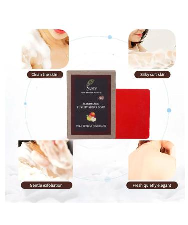 Buy SVATV Handcrafted Herbal Soap with Vitamin E Apple & Cinnamon | Kosher Ayurvedic Soap for All Skin Types | 125g Natural Soothing Soap for Men & Women - Buy Online on GoSupps.com