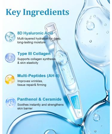 4% Hyaluronic Acid Serum for Face 8D Hyaluronic Acid Ultra Hydrating Anti-Aging Serum with 20 000ppm Acetyl Hexapeptide-8 Korean Skincare Single-Use Ampoule for Dry & Sensitive Skin 30pcs - Buy Online on GoSupps.com