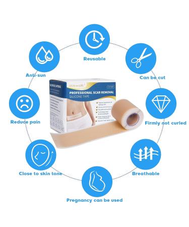 Professional Silicone Scar Sheets Roll - 60 x 1.6 Inches | Reusable Treatment for Keloid, C-Section, Surgery & Acne Scars - Buy Online on GoSupps.com