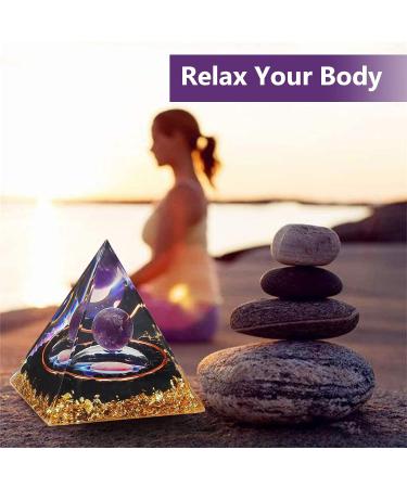 Orgone Pyramid - Amethyst & Obsidian Healing Crystals for Love, Health, and Protection - Chakra Balancing Meditation Home Decor - 6cm - Buy Online on GoSupps.com