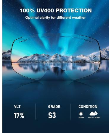ZIONOR X10 Ski Snowboard Goggles - Anti-fog, UV Protection, OTG for Men Women Youth (VLT 17% Black Frame Black Lens) - Buy Online on GoSupps.com