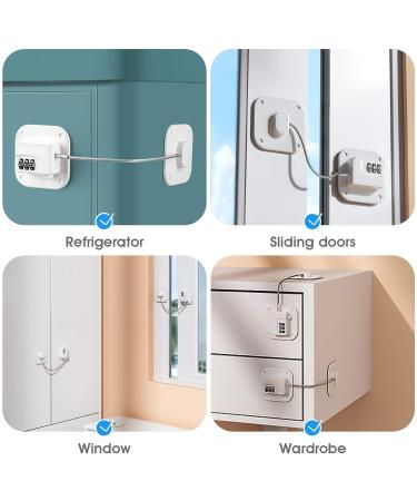 Yosemy Child Lock Cabinet & Refrigerator Lock - Digital Password No Drilling 2-Pack for Drawers & Cupboards (White) - Buy Online on GoSupps.com