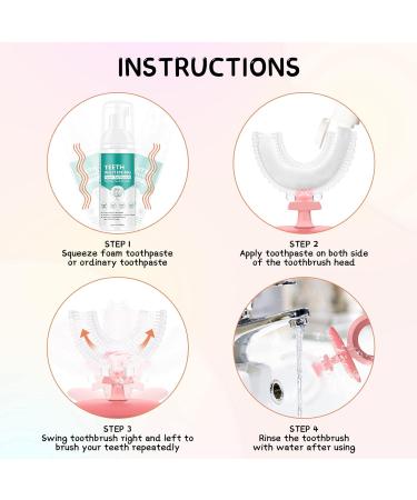 JoujouFly 2 Pack Toddler U-Shaped Toothbrush for Ages 2-6 with Storage Cup - Pink & Blue - Buy Online on GoSupps.com