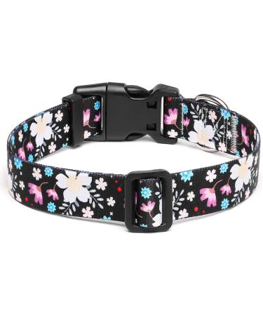 Mercano Adjustable Dog Collar - Soft Nylon Comfort & Patterned Design for Small to Medium Dogs - Flower White (M) - Buy Online on GoSupps.com