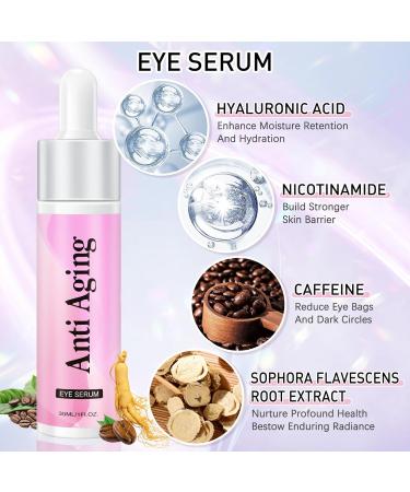 Boxmom 60ml Caffeine Eye Cream Eye Serum Set Under Eye Cream Anti Aging for Dark Circles And Puffy Eyes Retinol Eye Serum & Eye Roller (Eye Cream & Serum) Pink Set - Buy Online on GoSupps.com