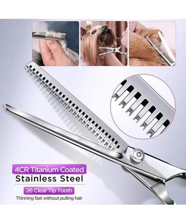 Dog Grooming Scissors 5Pcs 6-Inch Professional Stainless Steel Titanium Coated Stainless Steel Dog Grooming Kit Straight/Curved Shears Dog Scissors Set with Case & Comb Pink - Buy Online on GoSupps.com
