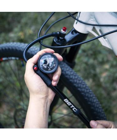 BETO High Pressure Shock Pump - 400 PSI Max | MTB Bike Fork & Rear Suspension Pump with No-Loss Schrader Valve - Buy Online on GoSupps.com