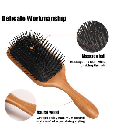 olelo Natural Wooden Paddle Hair Brush - Eco-Friendly Beech Scalp Massage Brush for Thick, Curly, Thin, Long, Short, Wet or Dry Hair - Square Black - Women, Men, Kids - 1 Count - Buy Online on GoSupps.com
