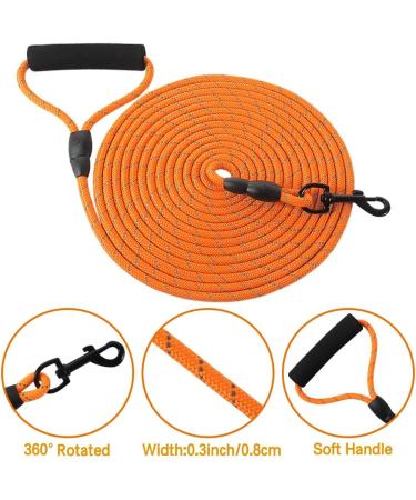 Vivifying Long Dog Leash 20ft Reflective Dog Training Leash for Outside and Yard Floating Long Line Lead with Soft Handle for Camping Hiking Swimming Beach and Lake(6M Orange) - Buy Online on GoSupps.com