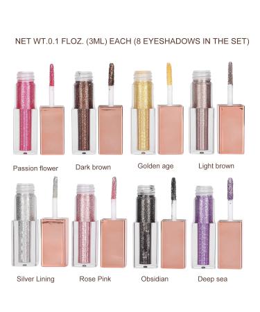 Buy 8PC Liquid Glitter Eyeshadow Set | Long-Lasting Fast-Drying Sparkling Makeup for Parties & Weddings - Buy Online on GoSupps.com