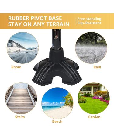 JUNRA Adjustable Folding Walking Cane with LED Light | Portable Foldable Stick for Seniors | Quad Base for Balance | Men and Women - Buy Online on GoSupps.com