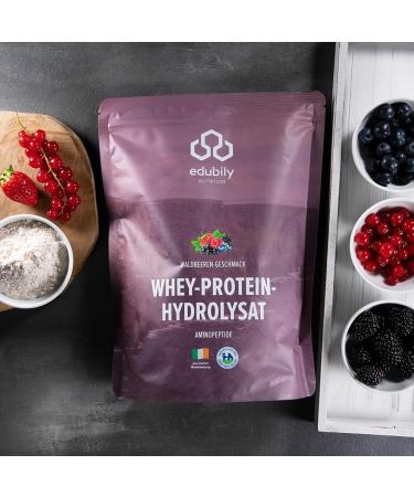 Edubily Nutrition Whey Hydrolysate - Irish Pasture Hydro Whey with Forest Berry Flavor & Stevia | 700g Bag - Best Quality Protein Supplement - Buy Online on GoSupps.com