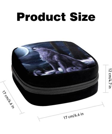 GIAPB Period Bag - Wolf Design Sanitary Napkin Storage Holder and Makeup Pouch - Buy Online on GoSupps.com