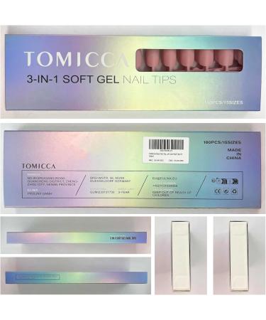 TOMICCA 180PCS Short Square Soft Gel Nails Tips - Matte Finish, 3 in 1 Base Coat, Pre-colored Press On Nail Tips for Nail Art Extensions - Pink - Buy Online on GoSupps.com