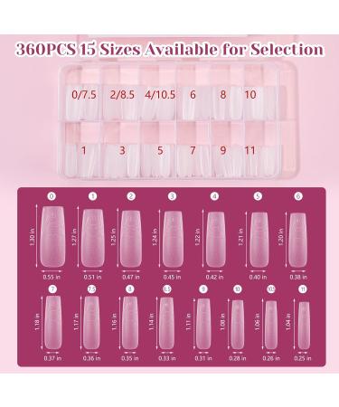 Soft Gel Nail Tips Square - XL Long Clear Full Cover Tips | 360PCS Matte No C Curve - Perfect for Nail Extensions & Professional Use - Buy Online on GoSupps.com