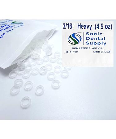 3/16 Inch Orthodontic Elastic Rubber Bands - 100 Pack - Clear Latex Free Heavy 4.5 Ounce Small Rubberbands Braces Dreadlocks Hair Braids Tooth Gap Packaging Crafts - Sonic Dental - Made in USA - Buy Online on GoSupps.com
