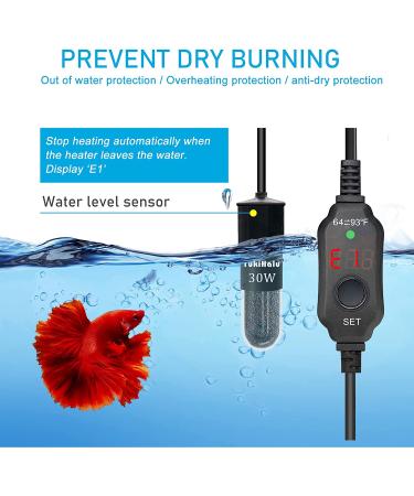YukiHalu 30W Mini Submersible Aquarium Heater with Thermometer & External Controller - Ideal for 3 Gallon Tanks - Buy Online on GoSupps.com