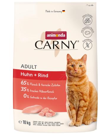 Animonda carny cat food adult - dry food cat sugar -free and without grain - with chicken + cattle 1 x 10 kg chicken + beef 10 kg (1 Pack)