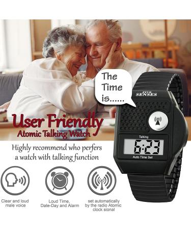 Five Senses English Atomic Talking Watch for Seniors - Easy to Use Ideal for Blind Men & Women - Black | Perfect Gift for Older Adults - Buy Online on GoSupps.com