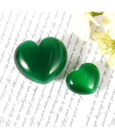 Green Cat's Eye Crystal Heart Shape Healing Stones - 2Pcs Set for Reiki Meditation Therapy and Birthday Gift - Buy Online on GoSupps.com