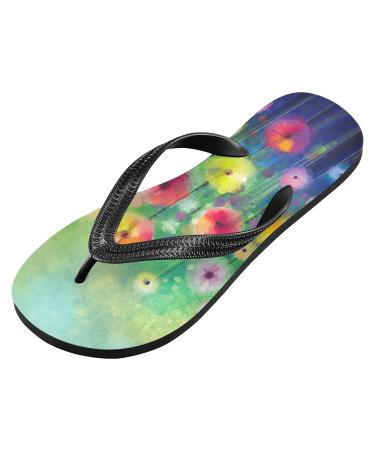 Mnsruu Watercolor Flower Flip Flops - XXL for Men & Women | Perfect for Home Hotel Spa & Travel - Buy Online on GoSupps.com