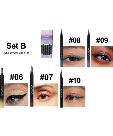Glitter Liquid Eyeliners - Waterproof Eye Liner Eye Liner Pencil 5 Colors Color Eyeliners Smudge-Proof Long-Lasting Glitter Eye Liner Pencil for Dance Night Live Performance B - Buy Online on GoSupps.com