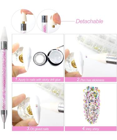 Sularpek 1500 Pcs Rhinestones Set | 6 Sizes Flat Back AB Clear Crystal Gems with Tools for Nail Art, Crafts & Face | Includes Pick Up Tweezers & Dotting Pen - Buy Online on GoSupps.com