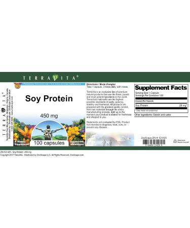 Soy Protein - 450 mg (100 Capsules ZIN: 521425) - Buy Online on GoSupps.com