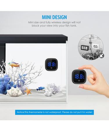Brifit Digital Mini Aquarium Thermometer - High Precision LED Display Touch Screen Gluing-On for Fresh & Marine Water - 1 Piece Black - Buy Online on GoSupps.com