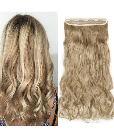 61cm hair part clip in extensions 1 tresse 5 clips hair extension human hair like real hair wavy gold blonde mix ashblond 24 "(61cm) -120g