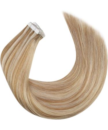 Moresoo Dark Honey Blonde & Medium Blonde Tape in Hair Extensions - 20 Inch Remy Human Hair 20Pcs/50g #16/22 & #P6/60 - Buy Online on GoSupps.com
