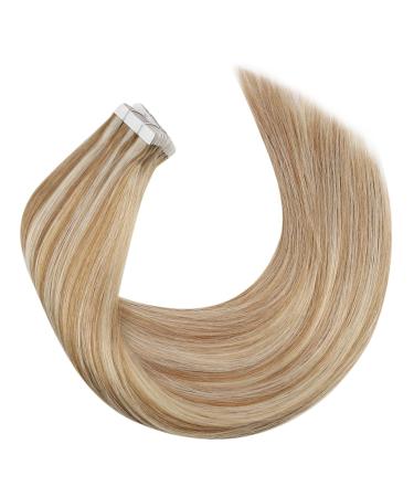 Moresoo 40 cm Blonde Real Hair Extensions - Seamless Tape In Light Brown & Platinum Blonde 20 Pieces/50g Remy Hair #p6/60 - Buy Online on GoSupps.com