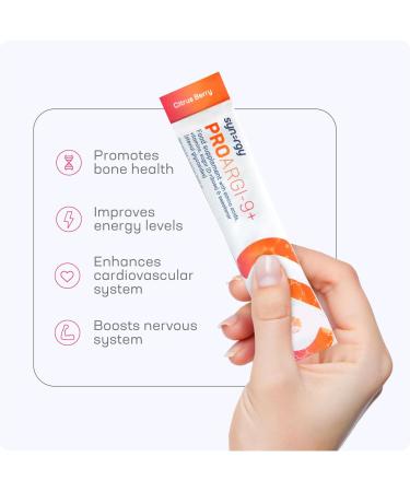 Synergy Worldwide ProArgi 9+ | 5000mg L-Arginine and 200mg L-Citrulline Supplement with Vitamins C D3 K B6 and B12 | Enhance Cardiovascular and Circulatory Health | Citrus -30 Sachets - Buy Online on GoSupps.com