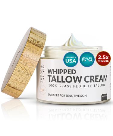 100% Organic Grass Fed Beef Tallow for Skin | Whipped Beef Tallow For Face | Tallow Moisturizer| Premium Beef Tallow for Women With Aloe Vera & Raw Honey & Beeswax- 5 FL.Oz
