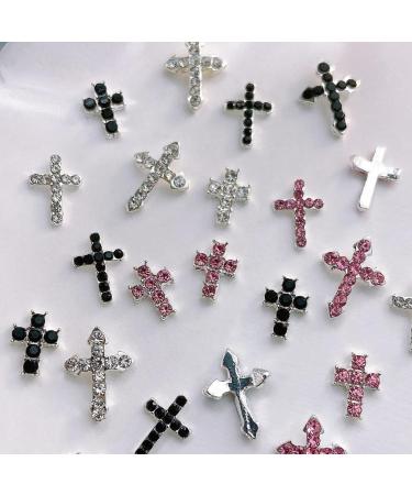 FEIlei 10Pcs Retro Cross Nail Charm Alloy Rhinestones Cross Charms Punk Gothic Nail Art Supplies for Acrylic Nail - Buy Online on GoSupps.com