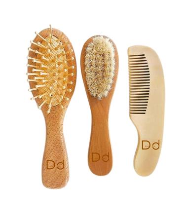 Wooden Baby Comb and Brush Set for Gentle Baby Care - Newborns to Toddlers - Buy Online on GoSupps.com