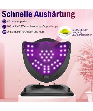 NailGirls 168W LED UV Nail Lamp - 4 Timer Auto Sensor 42 Light Pearls - Gel Nail Dryer for Fingernails & Toenails - LCD Display | Fast & Efficient Nail Drying - Buy Online on GoSupps.com