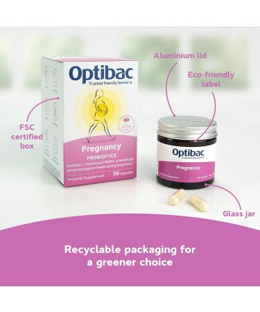Optibac Probiotics Pregnancy - Vegan Probiotic for Pregnant & Breastfeeding Women to Support Gut Immune & Vaginal Health 12 Billion CFU & Prebiotic - 30 Capsules - Buy Online on GoSupps.com