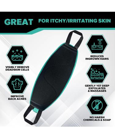 Long 33 Exfoliating Back Scrubber with Easy Grip Handles - Dual-Sided, Durable, Deep Clean - Lathers & Massages, Body Wash Compatible - Skin-Friendly - Men & Women - Black - Buy Online on GoSupps.com