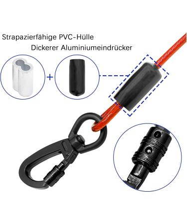 Hofleine 9m Tie Out Cable for Dogs | Shock-Damping Spring | Medium & Large Dogs | Outdoor Camping & Park Use - Red - Buy Online on GoSupps.com