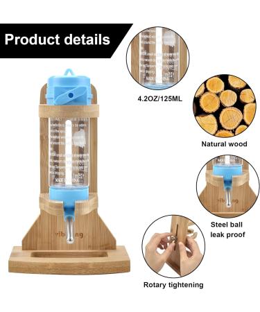 Vibbang Hamster Water Bottle with Stand Adjustable Wooden Small Animal Hanging Water Auto Dispenser Stand No Drip Feeder for Guinea Pig Mice Chinchillas Rat Hamster Gerbil Gerbils Degus (125ML) - Buy Online on GoSupps.com