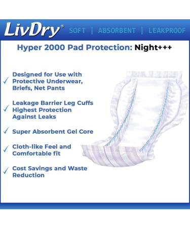 LivDry Incontinence Pad Insert for Men and Women - Hyper 2000 (20 Count) | Extra Absorbency & Odor Control - Buy Online on GoSupps.com
