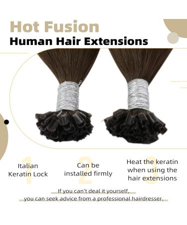 Ugeat Real Hair Extensions - Dark Brown to Chestnut Brown & Light Blonde Ombre U-Tip Keratin Extensions 45cm 50g 18 Inch #4/6/613 - Buy Online on GoSupps.com