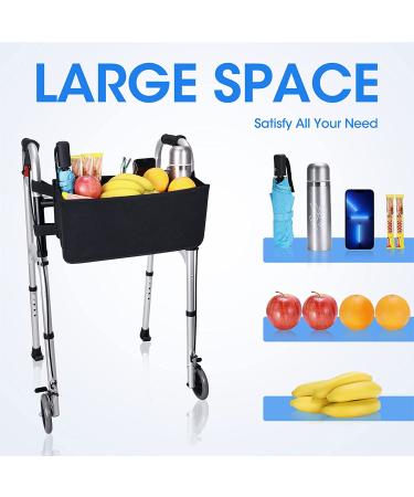 Upgrade Dotday Walker Basket Walker Bag Water Cup Holder  Foldable Walker Storage Bag with Big Capacity & Never Tipping Over  Best Gift for Family - Black (Not Fit Rollator Walkers) - Buy Online on GoSupps.com