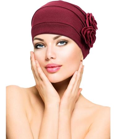 6-Piece Women's Vintage Flower Turban Caps - Elastic Headwrap Beanie Hat in Chic Colors - Buy Online on GoSupps.com